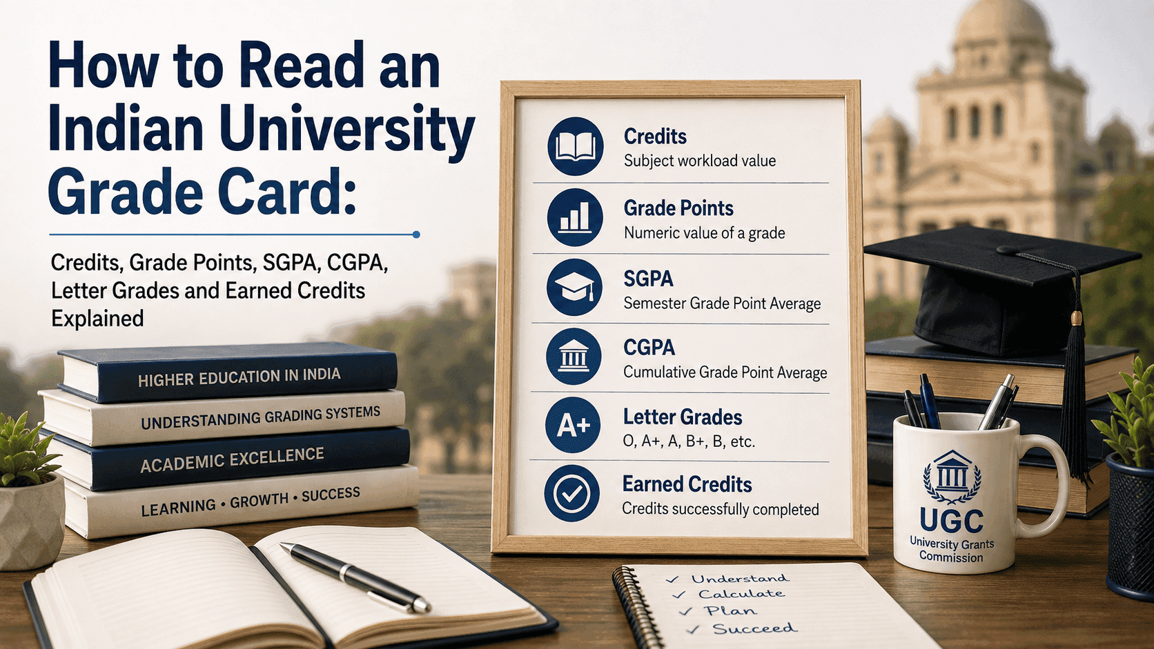 How to Read an Indian University Grade Card: Credits, Grade Points, SGPA, CGPA, Letter Grades and Earned Credits Explained